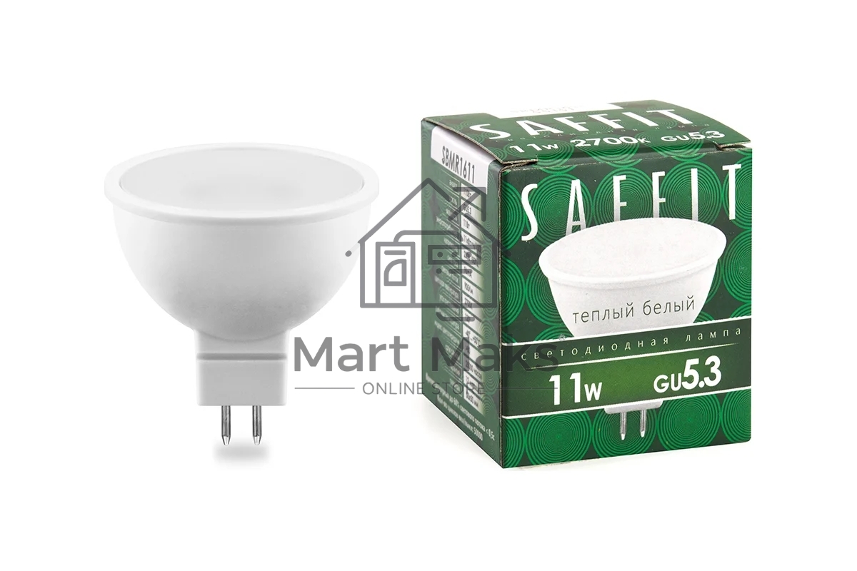 Лампа светодиодная SAFFIT SBMR1611 (55151) 11 вт 230в GU5.3 теплый