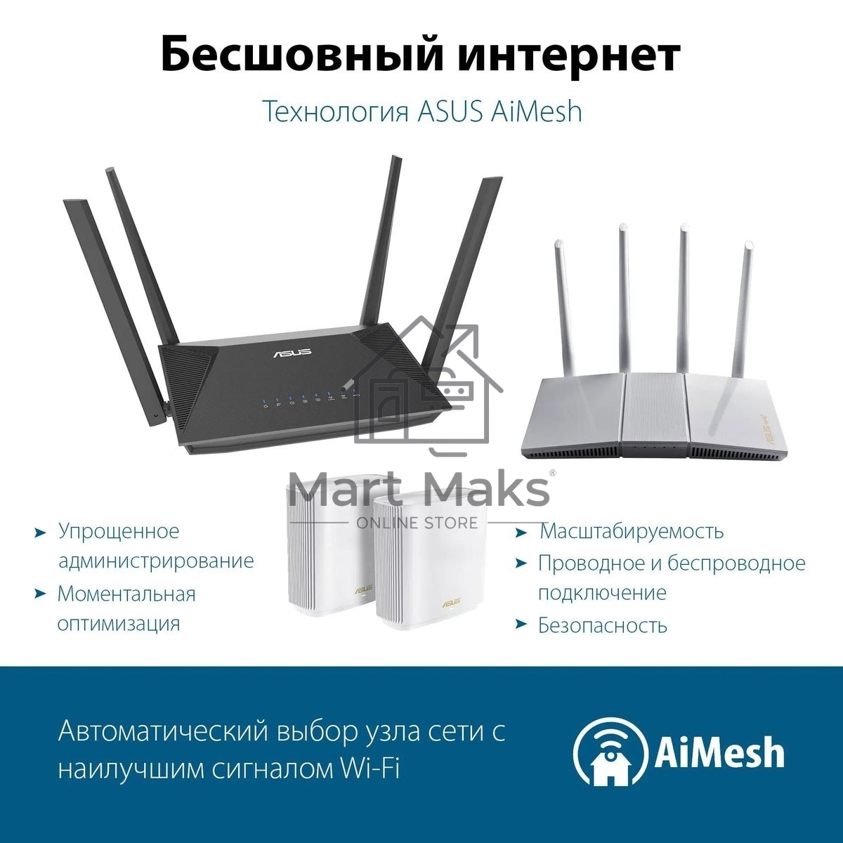 Роутер беспроводной Asus RT-AX52 AX1800 10/100/1000BASE-TX черный