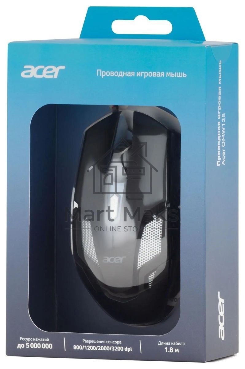Мышь Acer OMW125 черный оптическая (3200dpi) USB (6but)