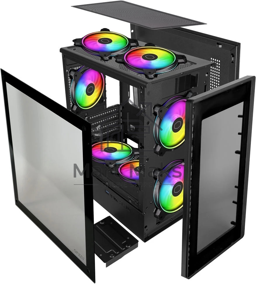 Компьютерный корпус Ginzzu CL406 mATX FAN 3*12 FRGb (12RR4)