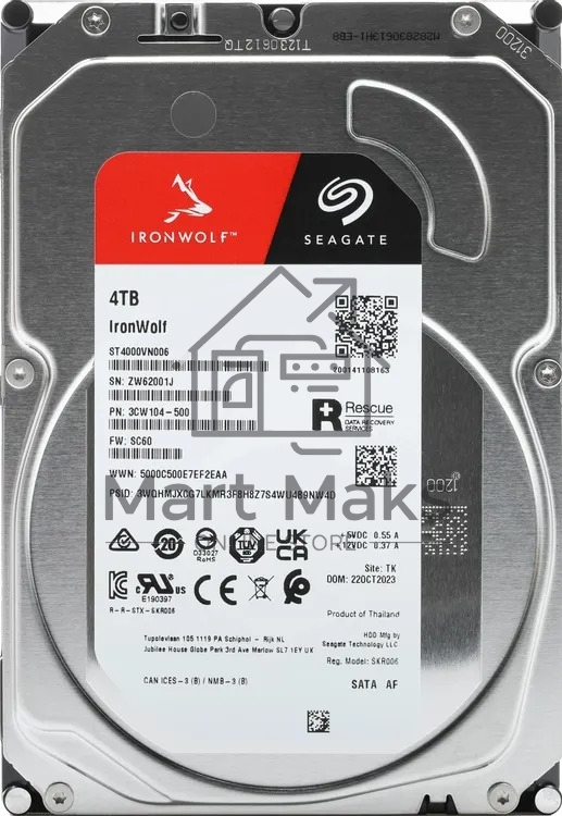 Жесткий диск HDD Seagate IronWolf 4Tb 5400rpm SATA 256Mb 3.5