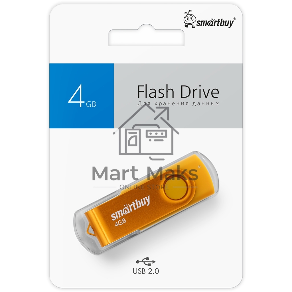 Флешка USB R/W SmartBuy R/W Twist Yellow (SB004GB2TWY), 4Gb, USB 2.0, R/W 10/7, желтый