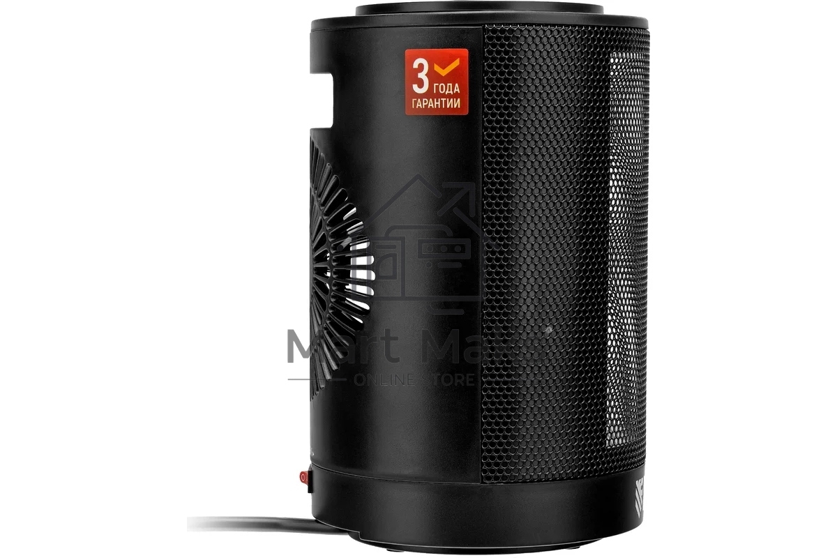 Тепловентилятор керамический Denzel DTFC-1200S, черный, 600/1200 Вт, 12 м2, 3 режима, термостат