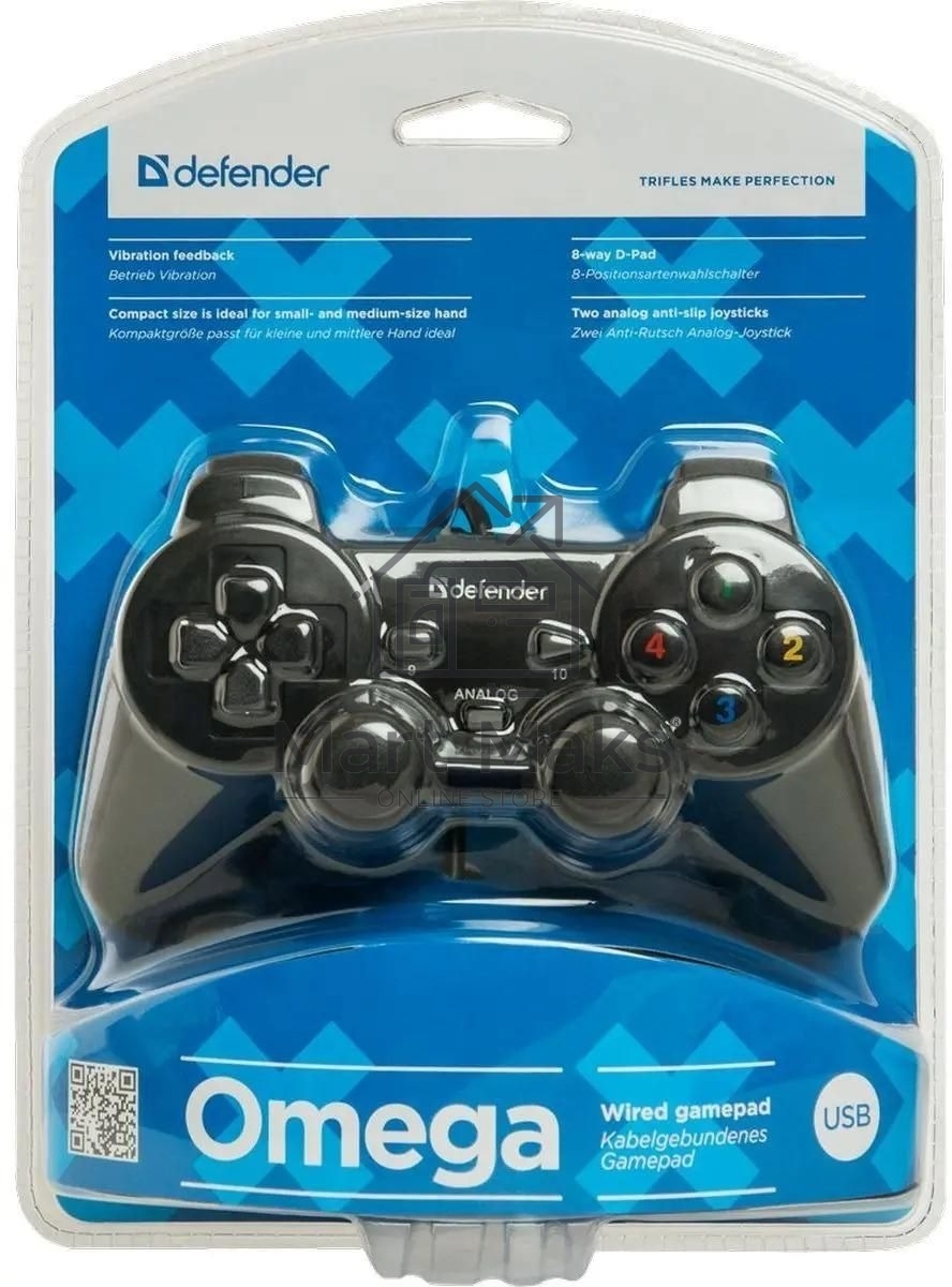 Геймпад Defender Omega USB, Проводной геймпад, 12 кнопок, 2 стика