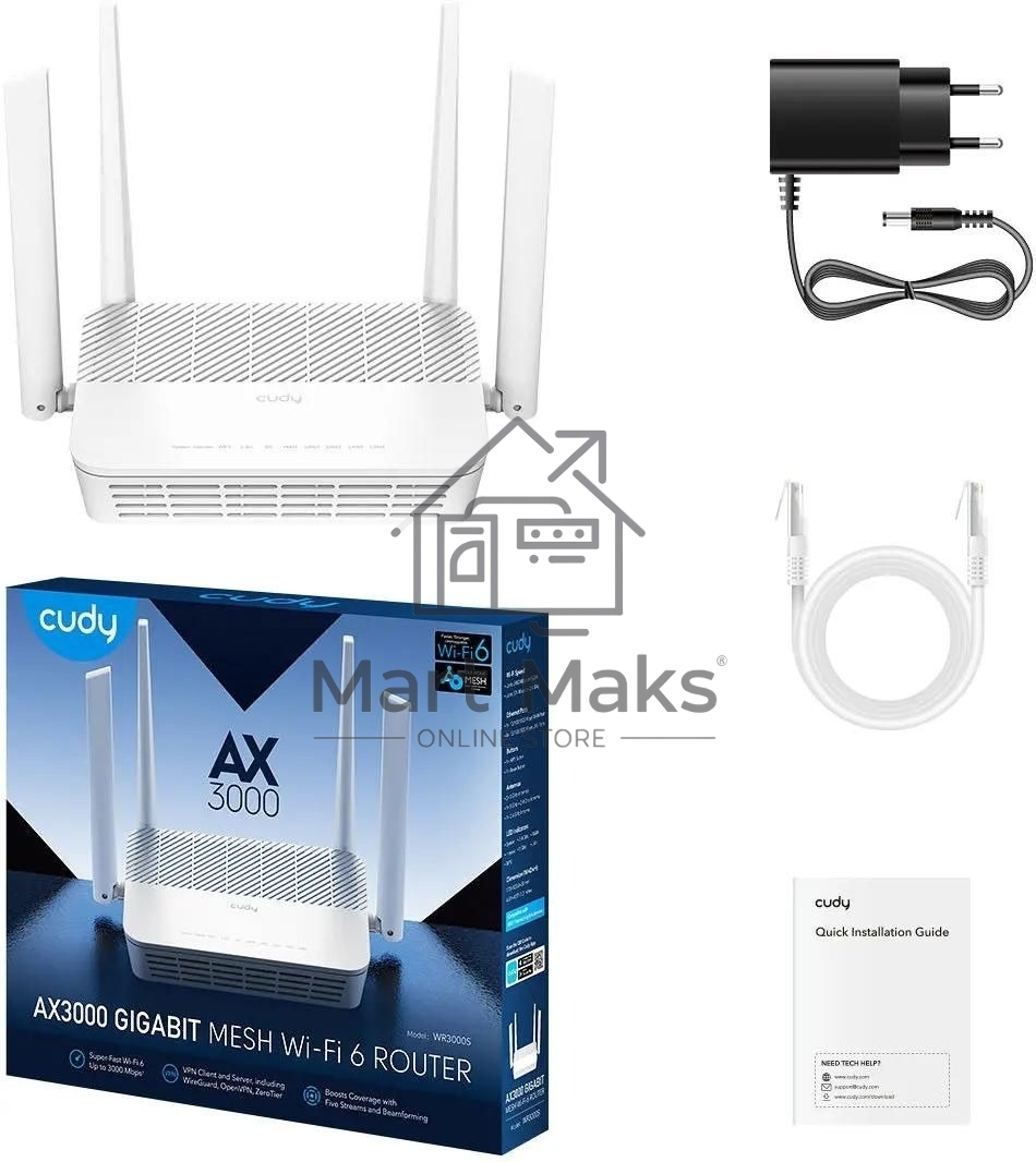 Роутер беспроводной Cudy WR3000S AX3000 10/100/1000BASE-TX