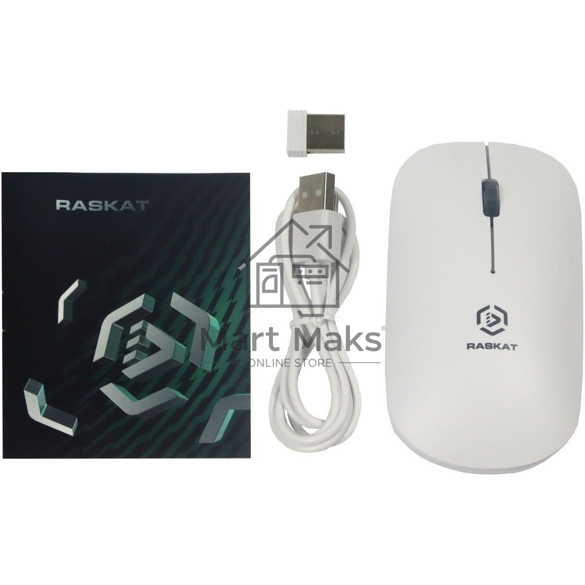 Мышь беспроводная Raskat M003WR белый, 2400 dpi, радиоканал, Bluetooth, USB, кнопки - 3