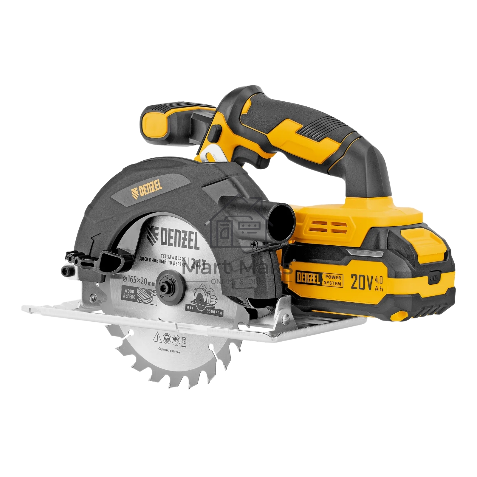 Пила циркулярная аккумуляторная Denzel CCSH-20-165, 165 мм, Li-Ion, 20 В