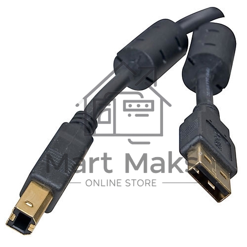 Кабель 5bites UC5010-018A USB2.0, AM/BM, зол.разъемы, ферр.кольца, 1.8м., черный