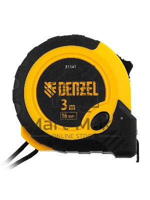 Рулетка 3м х 16мм, двухкомп. корпус, кнопка-пауза Denzel