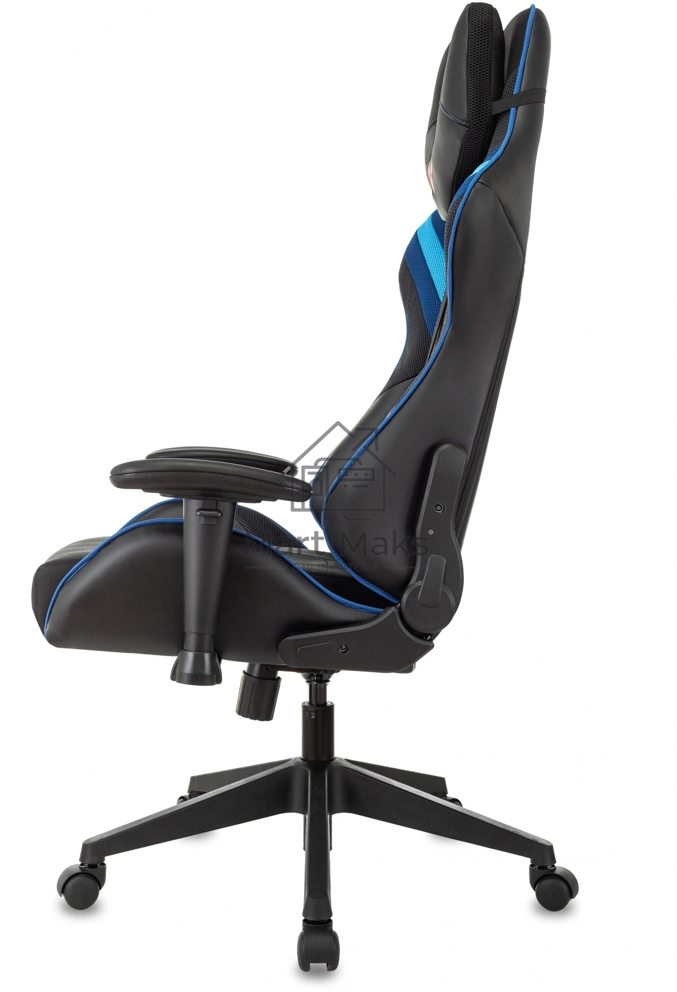 Кресло игровое Бюрократ VIKING 4 AERO BLUE черный/синий, искусст.кожа/ткань, две подушки
