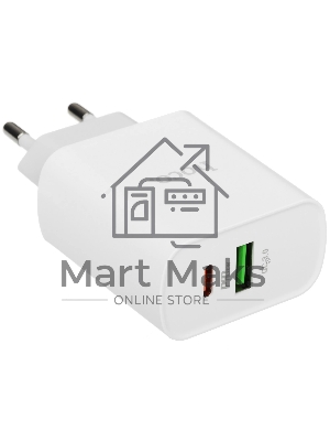 Блок питания (сетевой адаптер) HOCO C80A Rapido PD+QC3.0, 20W два порта (1*USB-A, 1*Type-C), белый