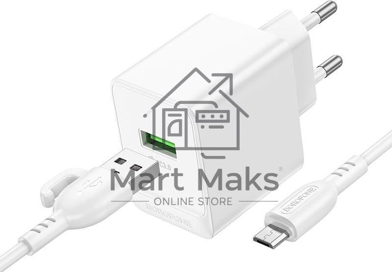 Сетевое зарядное устройство BOROFONE (6941991104763) 1м 1USB 3.0A QC3.0 18W White 1 м
