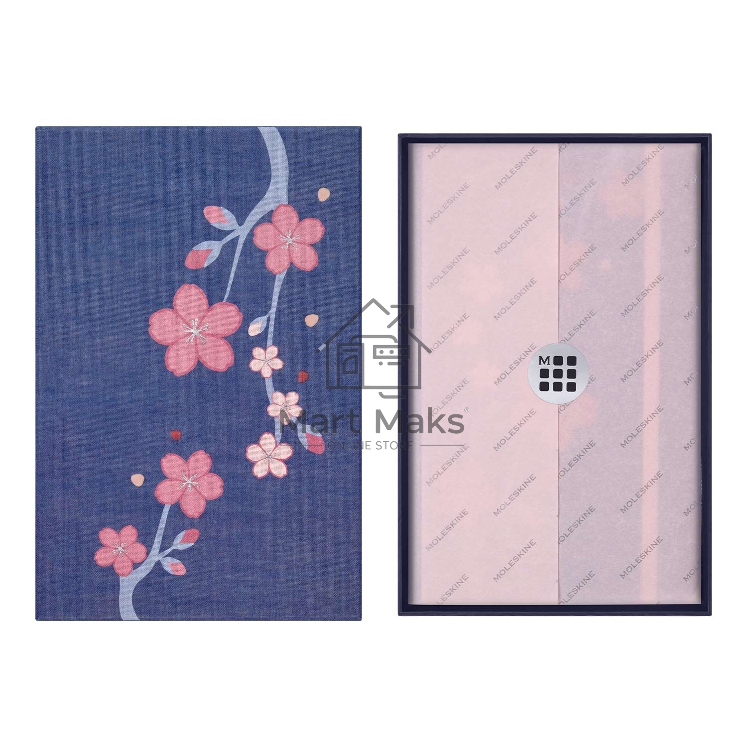 Блокнот Moleskine LIMITED EDITION SAKURA LESU08QP060BOX Large 130х210мм, обложка текстиль, 176 страниц, линейка, твердая обложка, подарочная коробка, синий, 2025