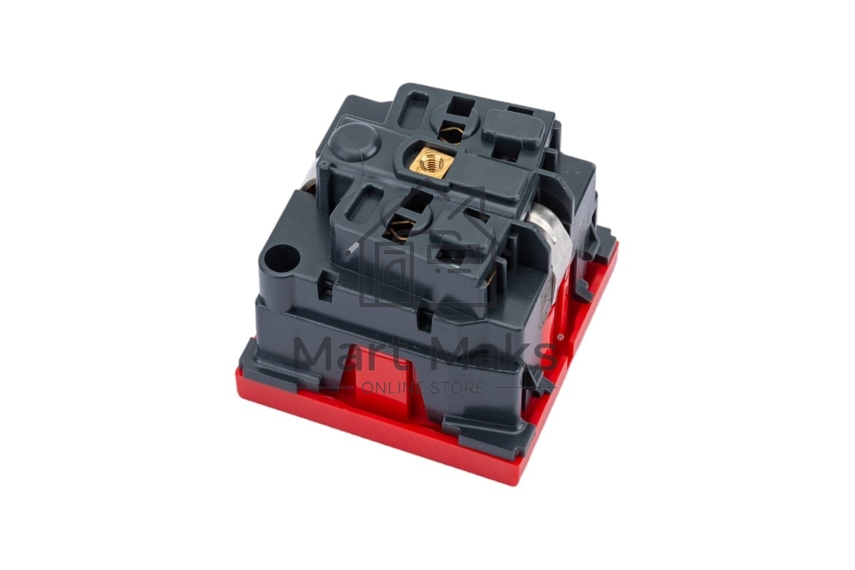 Механизм розетки Legrand 1-м СП Mosaic 2 модульный, с заземлением, красный Legrand 077214 124965