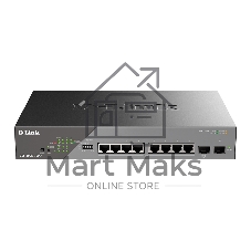 Коммутатор D-Link DSS-200G-10MP/A1A, 8×1 Гбит/с + 2×1 Гбит/с SFP, настраиваемый