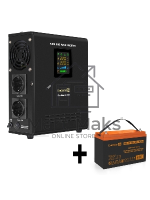 Комплект ИБП EX295995RUS + батарея 100Aч EX285656RUS 1шт (инвертор, синус, для котла, настенный) ExeGate FineSine SX-500.LCD.AVR.2SH <500VA/300W, чистая синусоида, цветной LCD-дисплей, AVR, 2*Schuko, линейно-интерактивный, крепление настенное/универсально