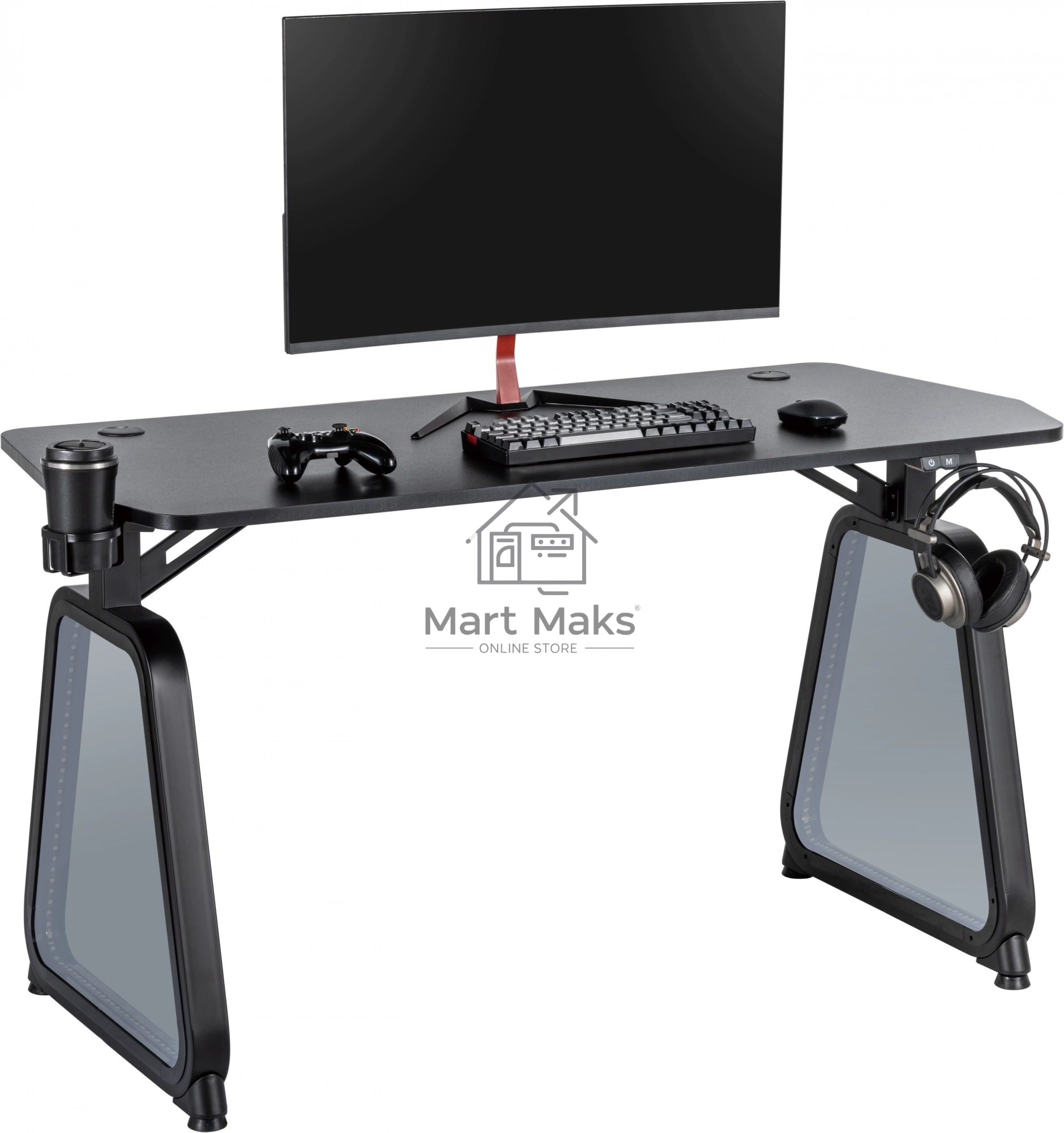 Стол игровой Cactus CS-GMD-BK-RGB столешница МДФ, черный каркас черный 136x60x75см
