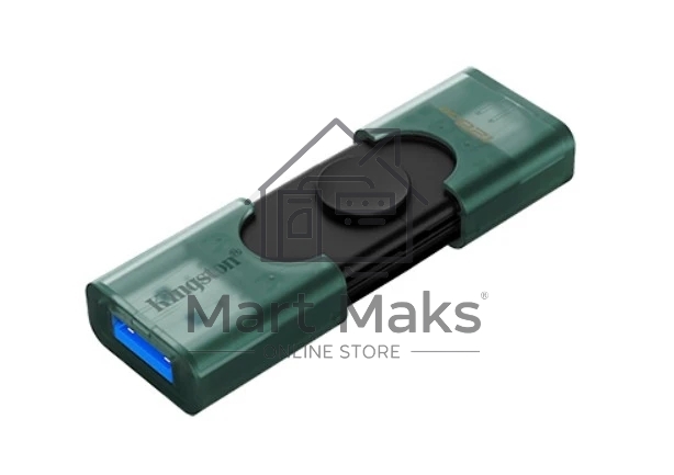Флешка USB Kingston DataTraveler Duo (DTDEG2/128Gb), 128Gb, USB 3.2/Type-C, R/W 100/60, зеленая