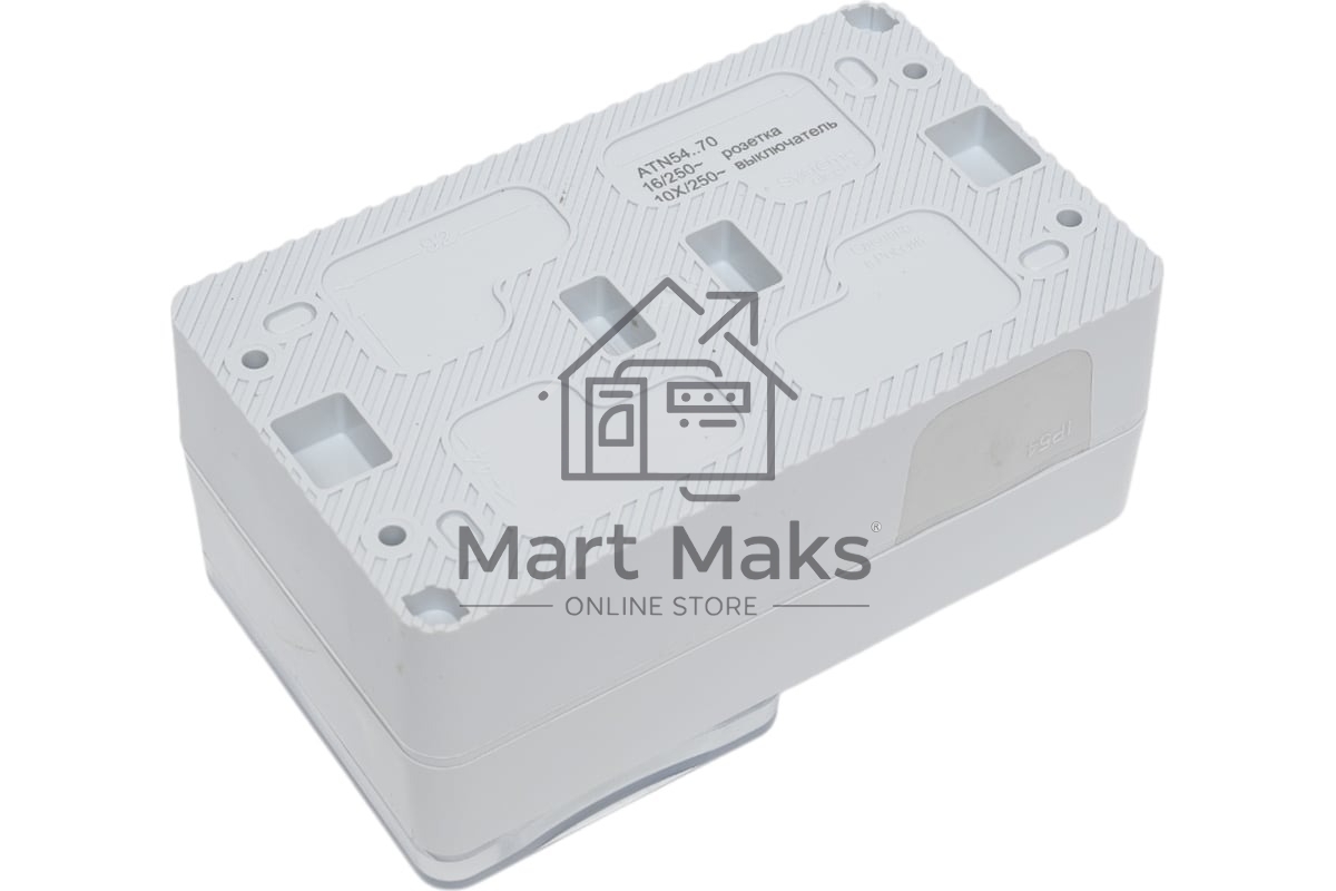 Блок открытого монтажа AtlasDesign PROFI IP54: розетка с заземлением со шторками 16А, выключатель 1-клав.10А, серый