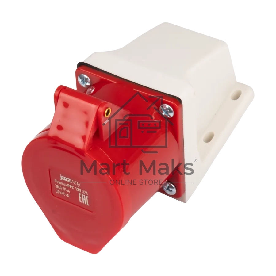 Розетка стационарная для наружной установки PPC 125 3Р+РЕ+N 32А 380В IP44 Jazzway