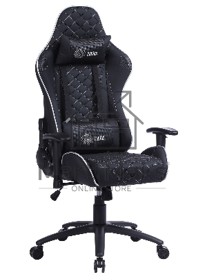 Кресло игровое Cactus CS-CHR-030BLS черный/серебристый, сиденье черный/серебристый, эко.кожа, с подголов. крестовина металл, пластик черный