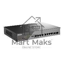 Коммутатор D-Link DSS-200G-10MP/A1A, 8×1 Гбит/с + 2×1 Гбит/с SFP, настраиваемый