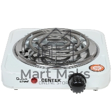Плита настольная электрическая Centek CT-1508 белый, 1 кВт, ТЭН, конфорки - 1, эмаль, поворотные переключатели