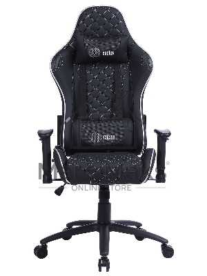 Кресло игровое Cactus CS-CHR-030BLS черный/серебристый, сиденье черный/серебристый, эко.кожа, с подголов. крестовина металл, пластик черный