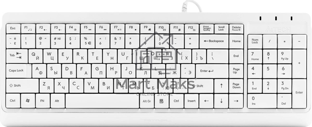Клавиатура проводная A4Tech Fstyler FK15, USB, белый