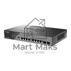 Коммутатор D-Link DSS-200G-10MP/A1A, 8×1 Гбит/с + 2×1 Гбит/с SFP, настраиваемый