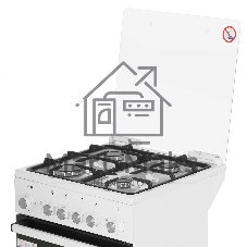 Плита комбинированная De Luxe 5040.40ГЭ (КР) ЧР белый, конфорок 4 шт, духовка 43 л, 50 см x 85 см x 50 см