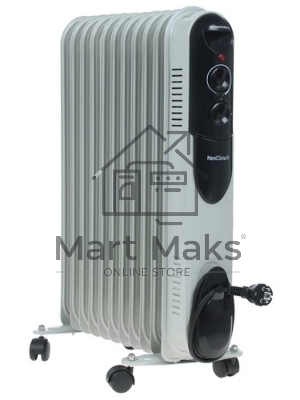 Обогреватель масляный Neoclima NC 9311, белый/черный, 2500 Вт, 25 м2, термостат