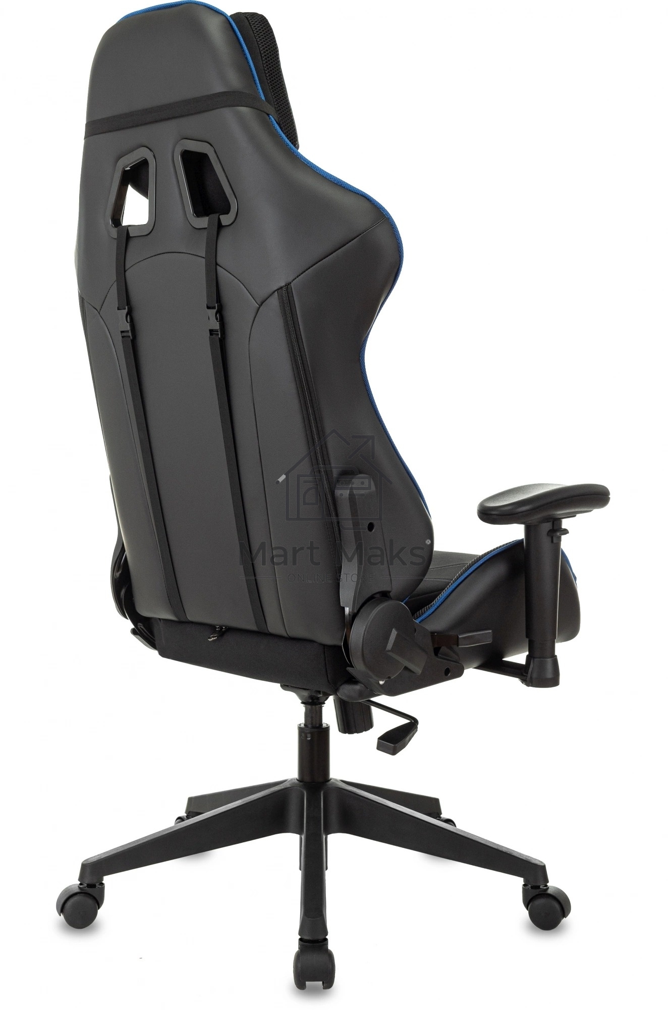 Кресло игровое Бюрократ VIKING 4 AERO BLUE черный/синий, искусст.кожа/ткань, две подушки