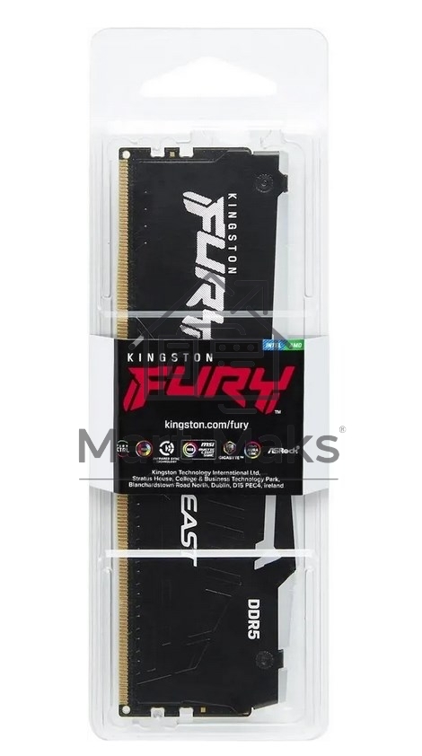 Оперативная память Kingston Fury Beast Black AMD RGB, DDR5, 16GB (1x16 GB), 6000 MHz, CL36, радиатор, RGB, черный