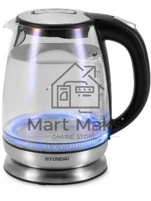 Чайник электрический Hyundai HYK-G8800 1.7л. 2200Вт черный/серебристый корпус: стекло