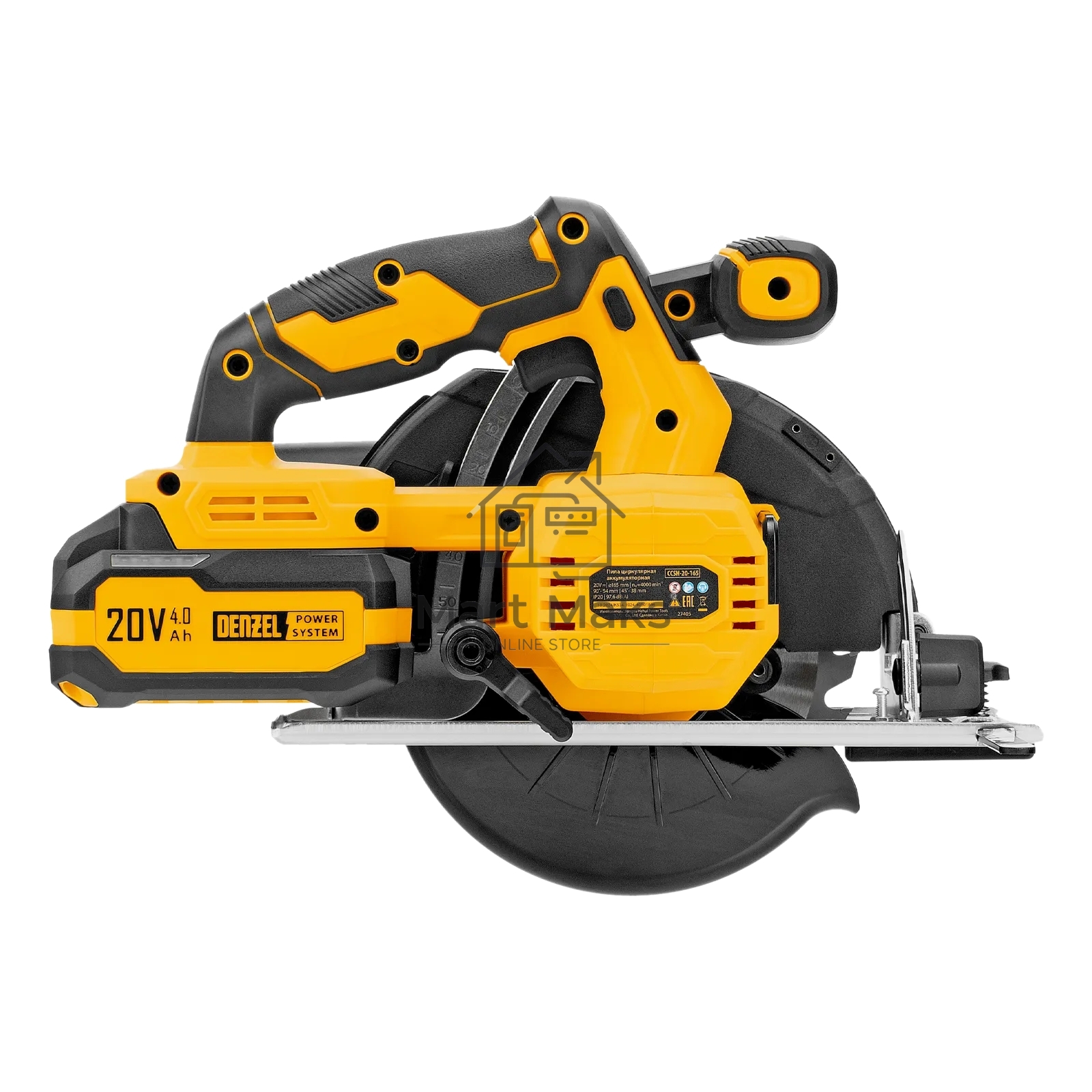 Пила циркулярная аккумуляторная Denzel CCSH-20-165, 165 мм, Li-Ion, 20 В