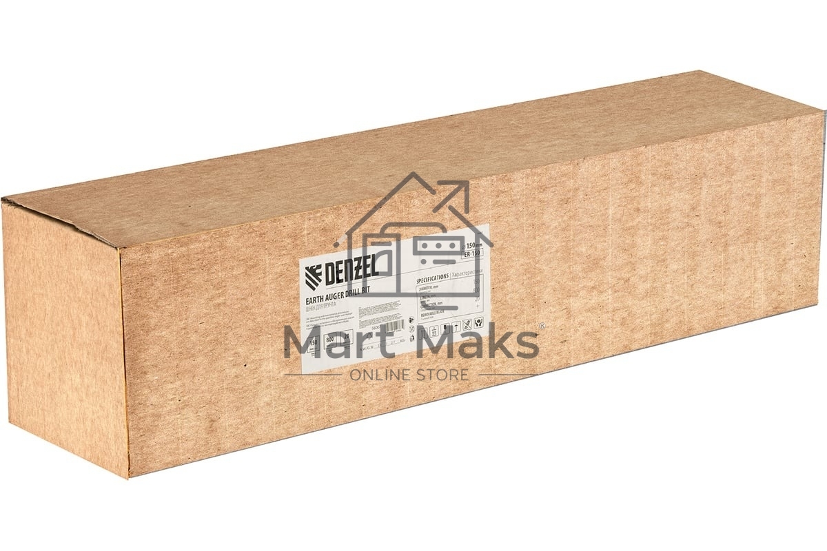 Шнек для грунта Denzel ER-150, диаметр 150 мм, длина 800 мм, соединение 20 мм, съемный нож