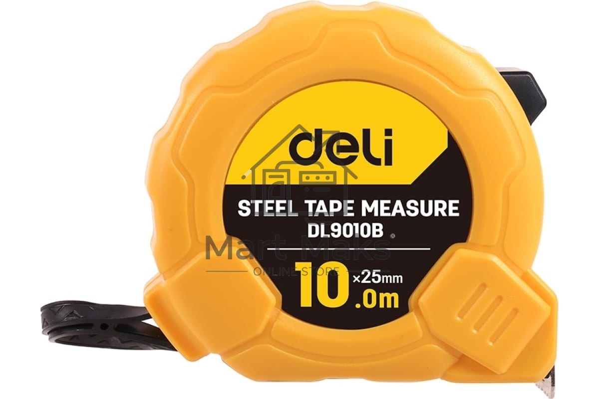 Рулетка Deli DL9010B 10м*25мм Метрическая. Корпус ударопрочный, компактный.