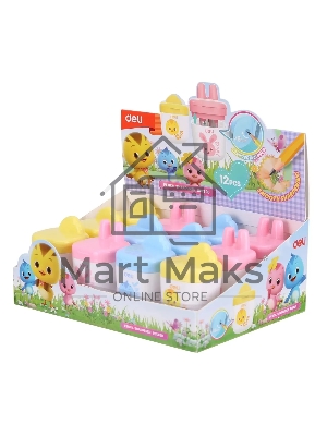 Точилка для карандашей ручная Deli ER01300, 1 отверстие, пластик, ассорти, дисплей