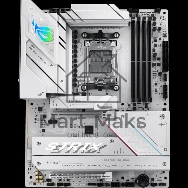 Материнская плата ASUS ROG STRIX B850-A GAMING WIFI, AM5, AMD B850, 4xDDR5, 2xSATA, 4xM.2, 1xPCIe 5.0 x16, 1xPCIe 4.0 x16, 1xPCIe x4, 1xDP, 1xHDMI, 1x2.5Gb LAN, 1xUSB-C 20Gbps, 1xUSB-C 10Gbps, 2xUSB-A 10Gbps, 4xUSB 5Gbps, 2xUSB-A 2.0, 3x3.5 мм, 7.1, ATX