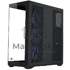 Корпус ATX Eurocase M4801 black, без БП, закаленное стекло 2 стороны