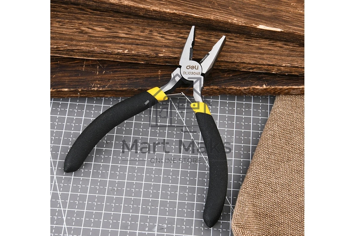 Мини-плоскогубцы Deli DL103045 115 мм, прорезиненная рукоять