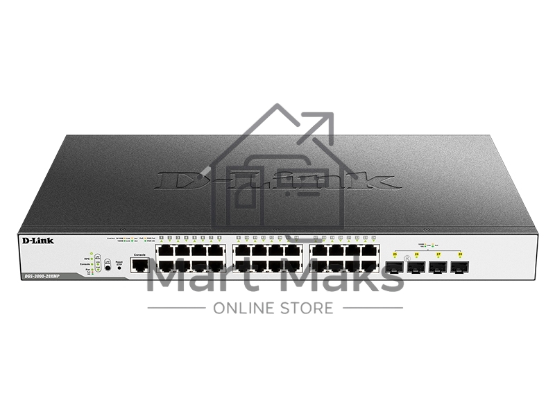 Коммутатор D-Link DGS-3000-28XMP/B1A, 24×1 Гбит/с + 4×10 Гбит/с SFP+, управляемый