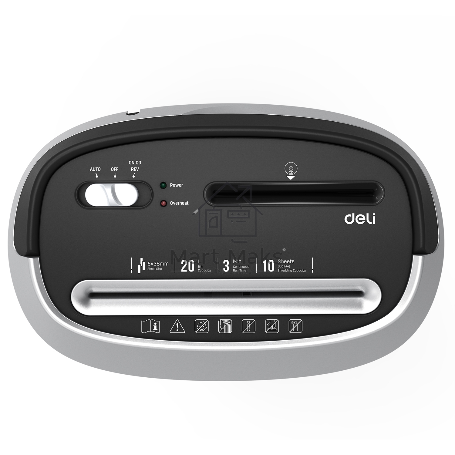 Уничтожитель бумаг Deli E9948, Shred capacity: 10 sheets; Shred size: 5*38mm; Security level: 3