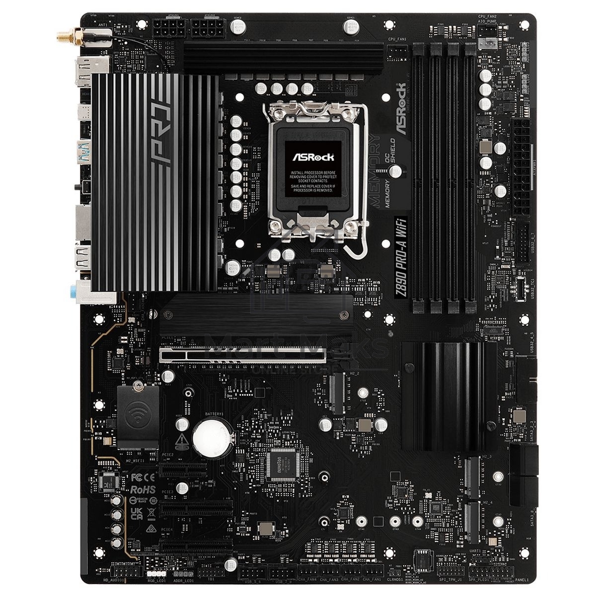 Материнская плата ASRock Z890 PRO-A WIFI, LGA 1851, Intel Z890, 4xDDR5, 4xSATA, 4xM.2, 1xPCIe 5.0 x16, 2xPCIe 4.0 x4, 1xPCIe 4.0 x1, 1xHDMI, 1xDP, 1xThunderbolt 4, 1x2.5Gb LAN, 4xUSB-A 3.2 Gen 1, 2xUSB-A 3.2 Gen 2, 1xUSB-C 3.2 Gen 2, 2xUSB-C Thunderbolt 4