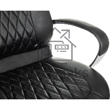 Кресло руководителя Бюрократ Aura/Black черный, кожа, крестовина полированный алюминий
