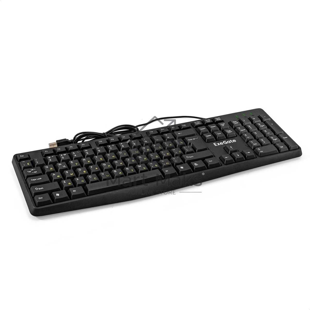 Клавиатура ExeGate EX298364RUS Smart K120 (USB, полноразмерная, влагозащищенная, 104кл., Enter большой, длина кабеля 1,6м, черная, RTL)