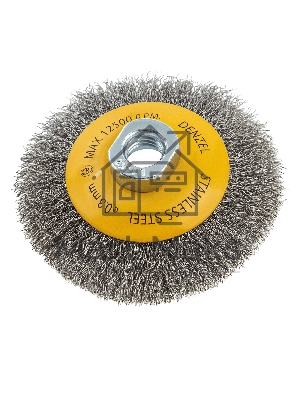 Щетка для УШМ Denzel 100 мм, М14, тарелка, витая нержавеющая проволока 0,3 мм