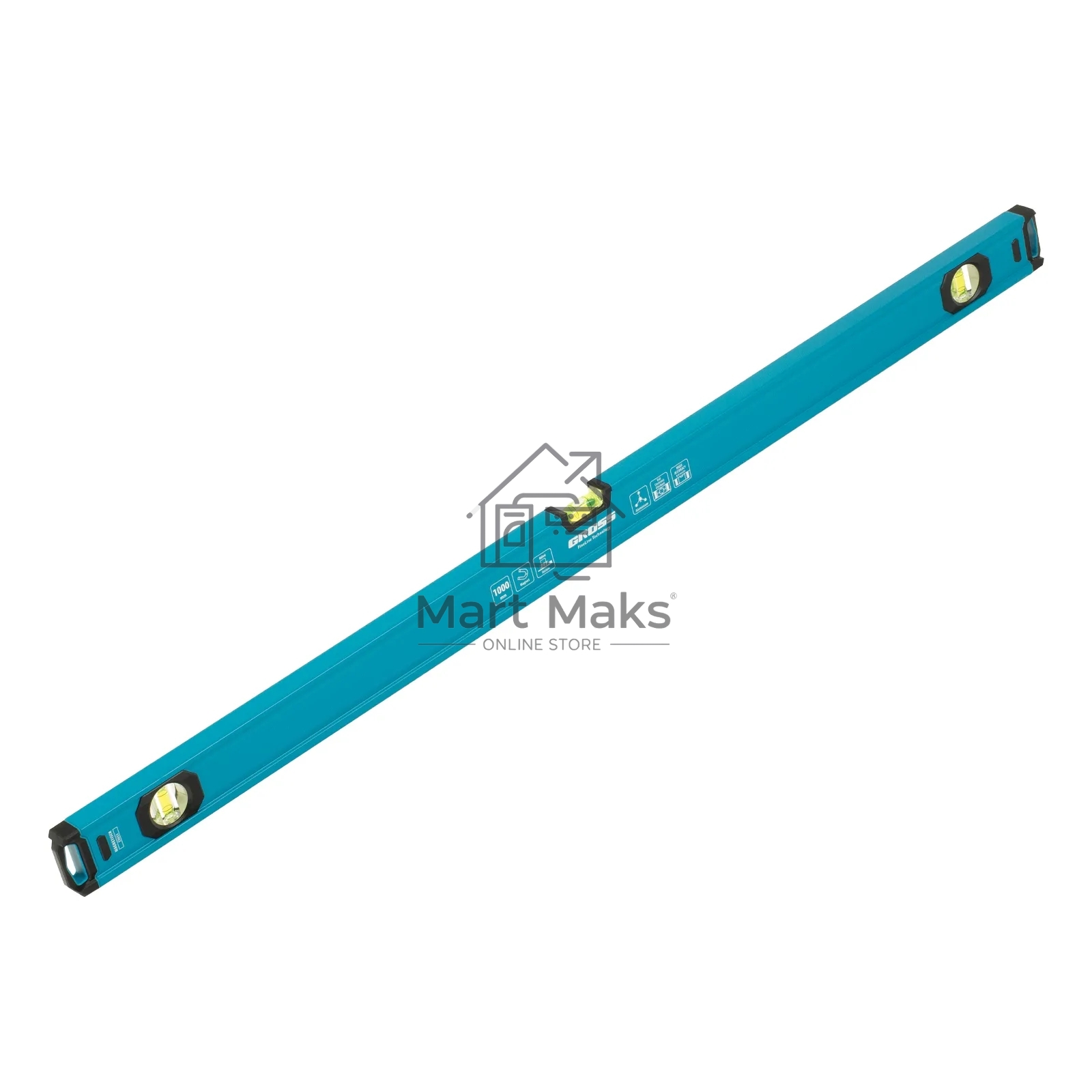 Уровень Gross 33653 алюминиевый, магнит., фрезерованный, 3 глазка, 0,5 мм/м, 1000 мм