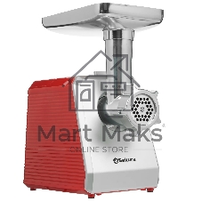 Мясорубка электрическая Sakura SA-6424R красный, 2000 Вт, 3.5 кг/мин, реверс, защита от перегрузки, металлический лоток, насадки - 4